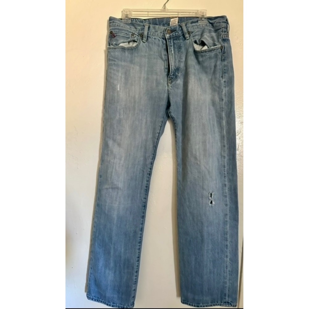 Polo Ralph Lauren Mens Light Wash Straight Leg Jeans - Size 32x32 (Distressed)